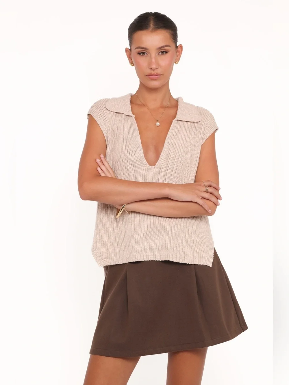 NWT Petal & Pup Cassia Belted Aline Skirt in Chocolate Brown Size 6